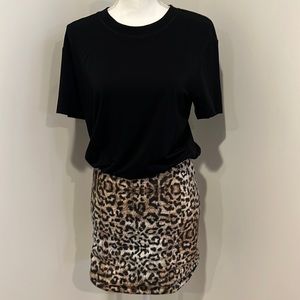 Nicole Miller | Cheetah print and black mini dress | New with tags | Petite